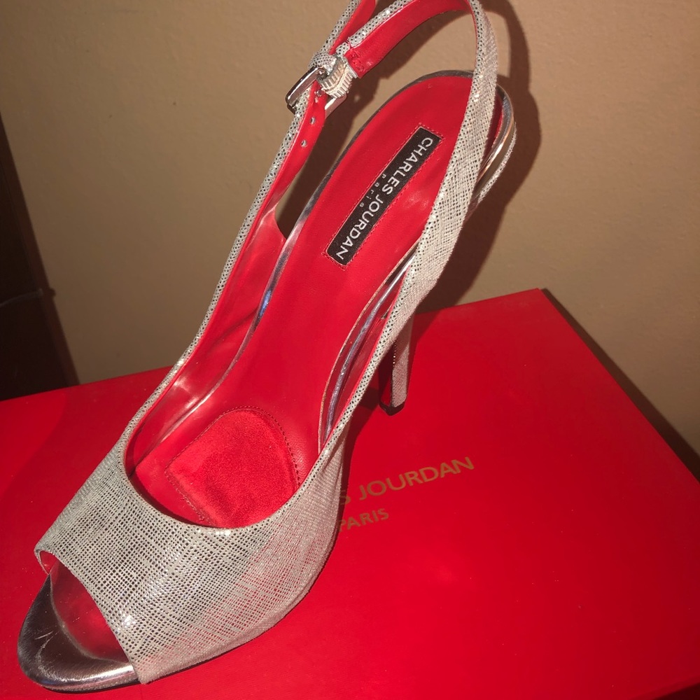 RED Bottom Charles Jourdan Silver pumps Brand NEW